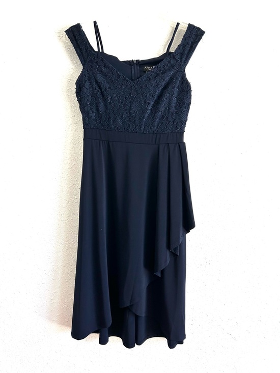 Alexa B Nites Dresses & Skirts - Alexa B Cocktail Dress Women's Size 6 Blue Lace Top Sleeveless Wedding Guest